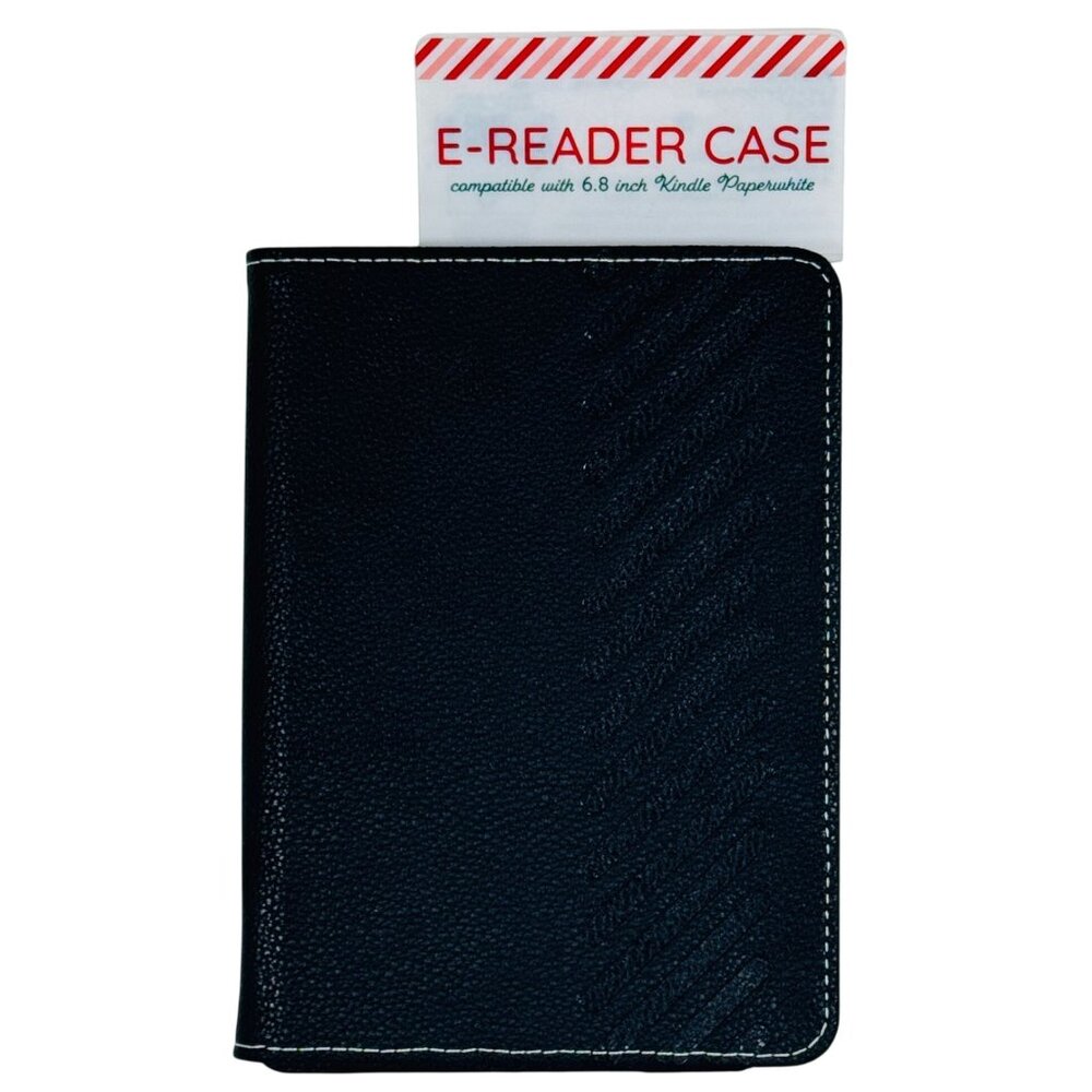 E-Reader Case Compatible With 6.8" Kindle Paperwhite Black Faux Leather By Vivit